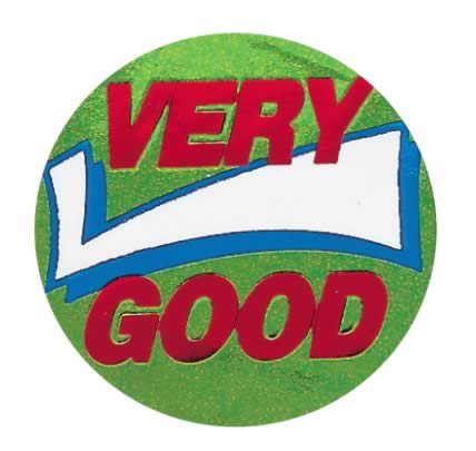 Metallic 'Very good' sticker