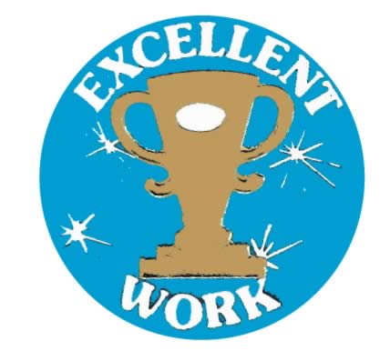 Metallic 'Excellent work' sticker
