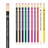 Printed round pencils with erasers