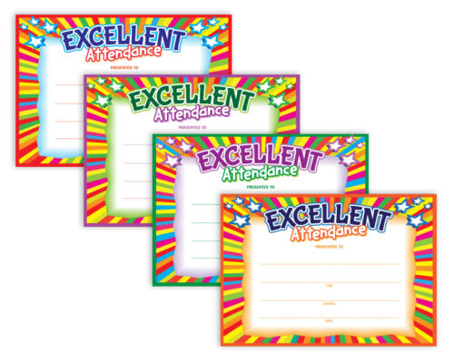 Excellent Attendance Certificates Big Box