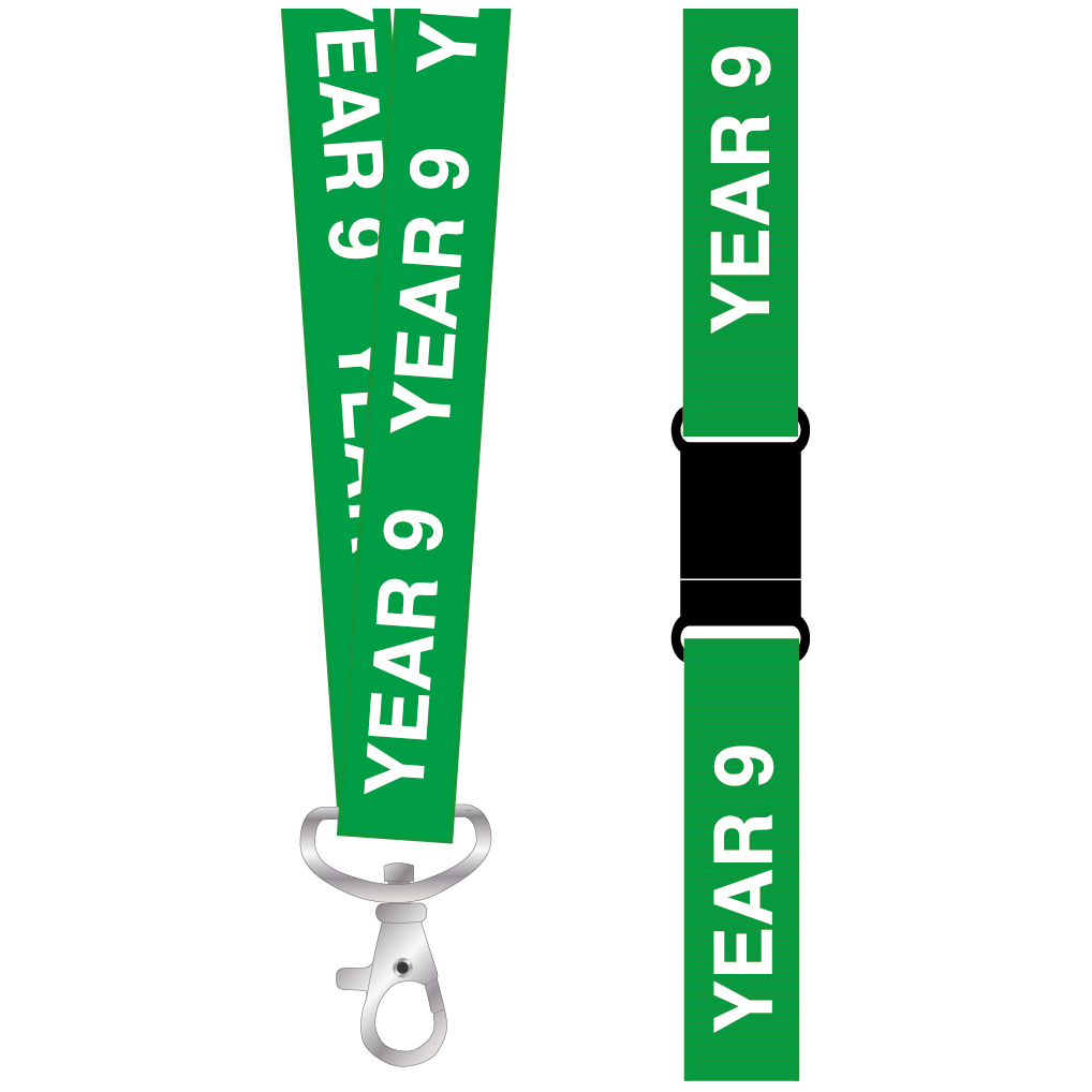Year 9 lanyards in Green (pack of 10)
