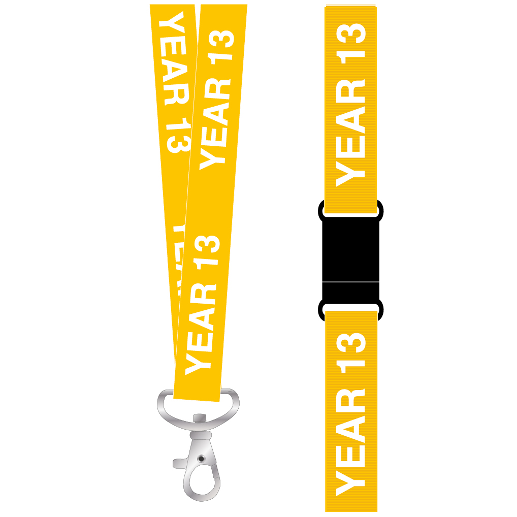 Year 13 lanyards in Yellow (pack of 10)