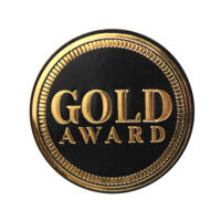 Metallic 'GOLD AWARD' Sticker with chisel effect 44mm