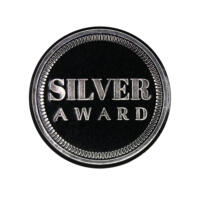 Metallic 'SILVER AWARD' Sticker with chisel effect 44mm