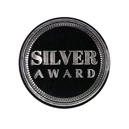 Metallic 'SILVER AWARD' Sticker with chisel effect 44mm