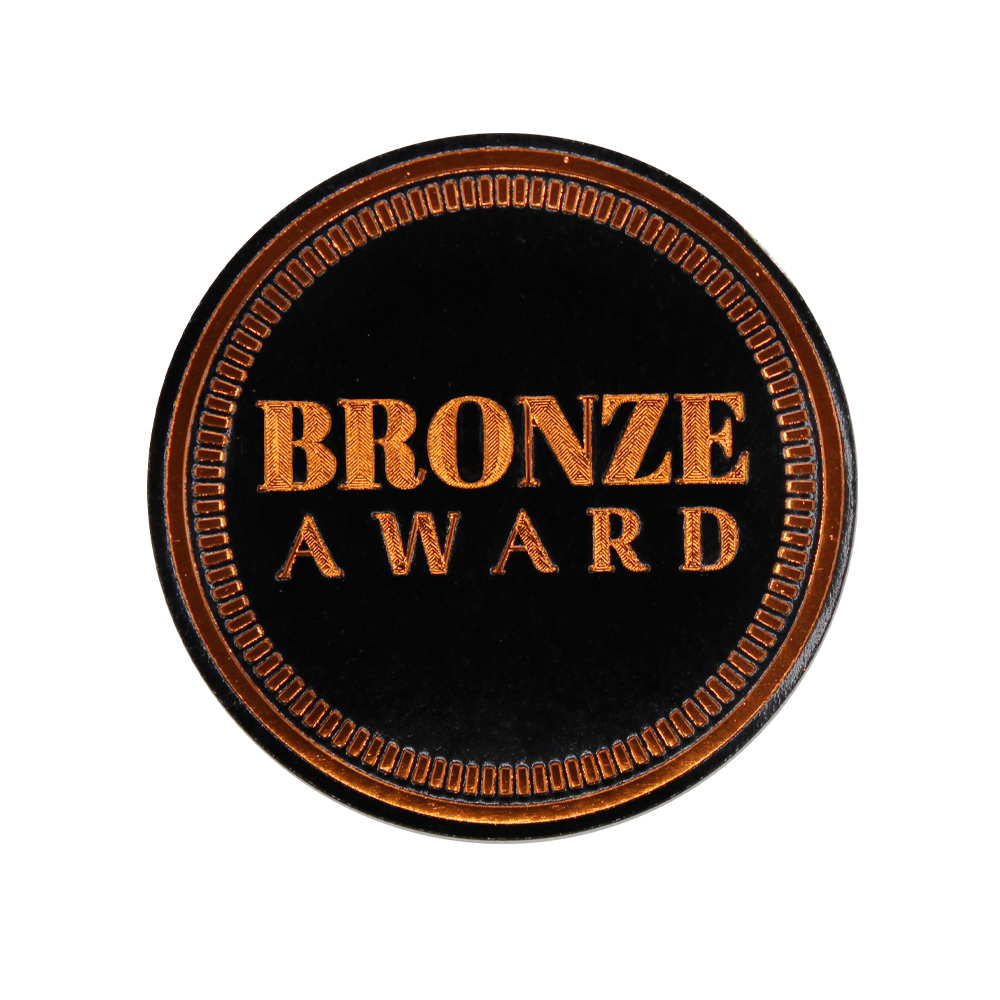 Metallic 'BRONZE AWARD' Sticker with chisel effect 44mm