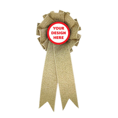 Personalised Glitter Gold Ribbon Rosette
