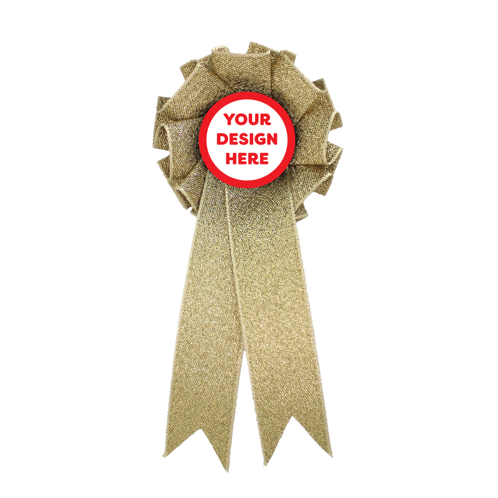 Personalised Glitter Gold Ribbon Rosette