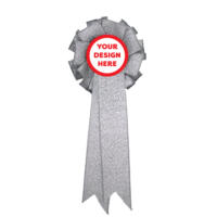 Personalised Glitter Silver Ribbon Rosette