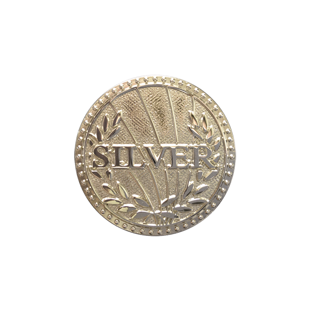 Silver award badge (pack of 5)