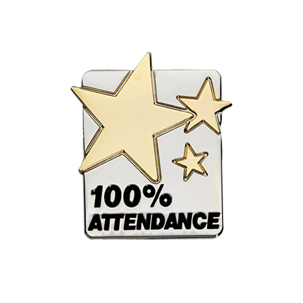 100% ATTENDANCE badge (pack of 5)