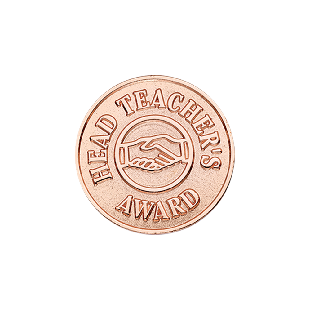 Bronze handshake Headteacher's Award badge (pack of 5)