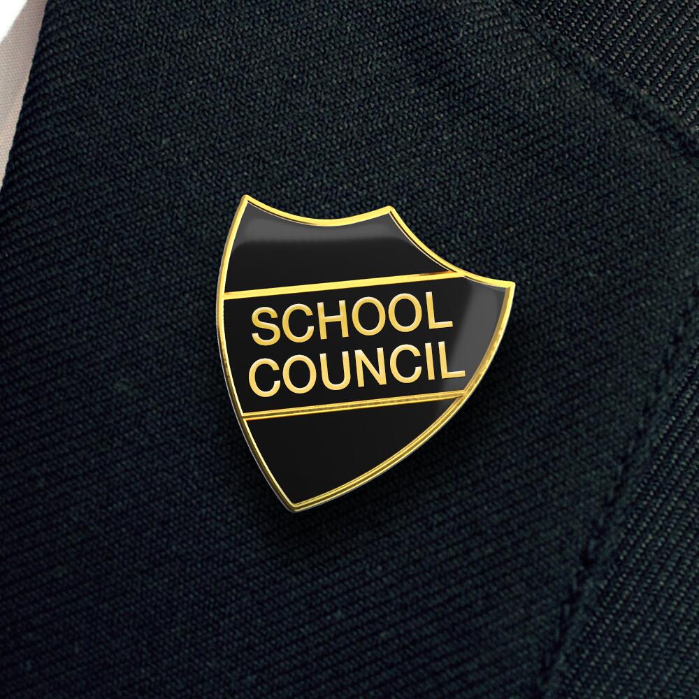 SCHOOL COUNCIL badge black and gold (pack of 5) - Image 2