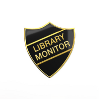 LIBRARY MONITOR badge black and gold (pack of 5)