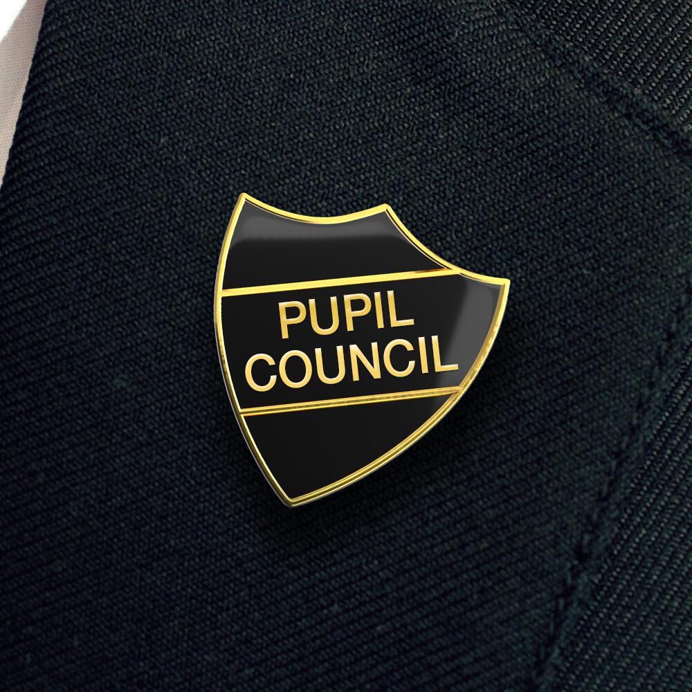 PUPIL COUNCIL badge black and gold (pack of 5) - Image 2