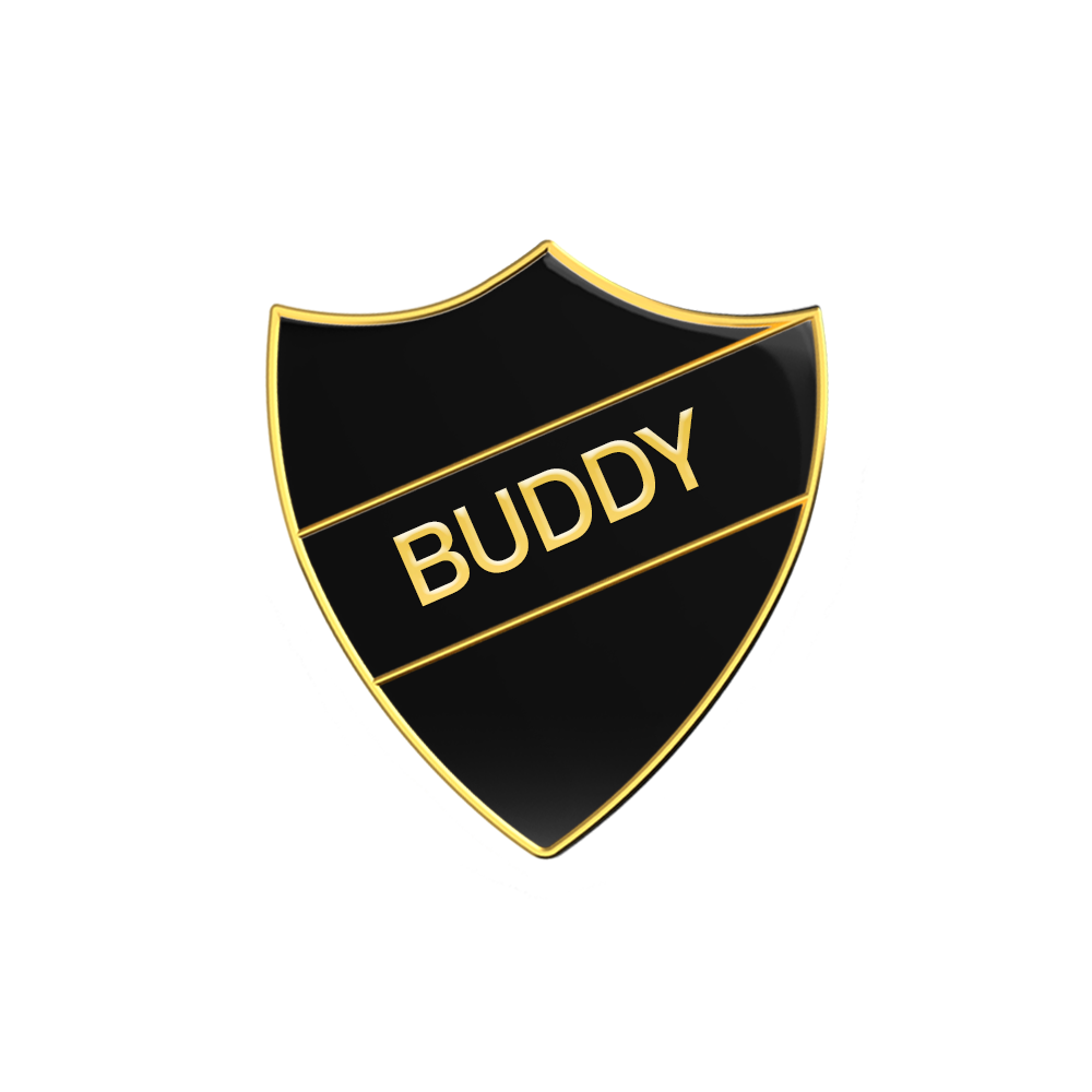 BUDDY black and gold badge (pack of 5)
