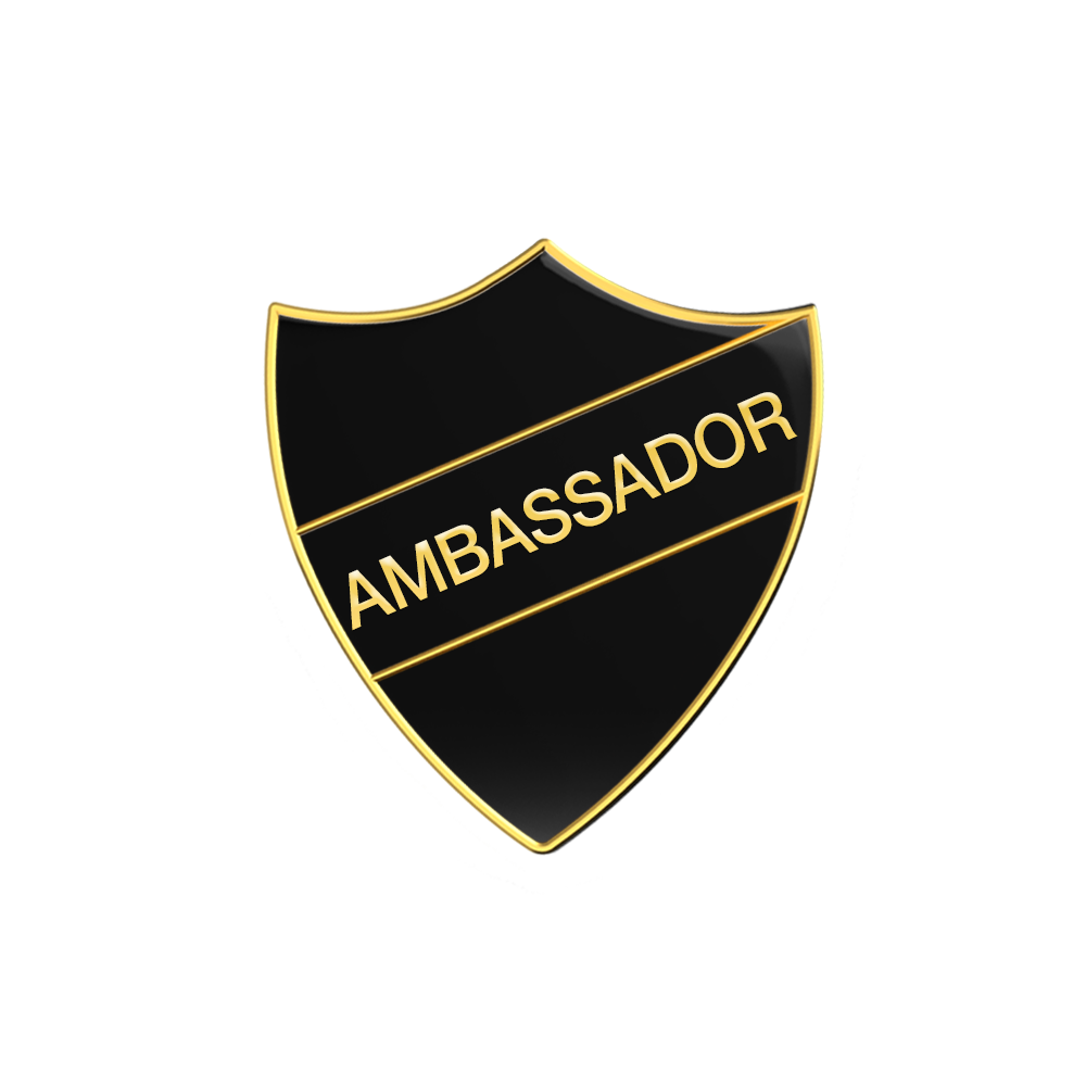 AMBASSADOR black and gold badge (pack of 5)