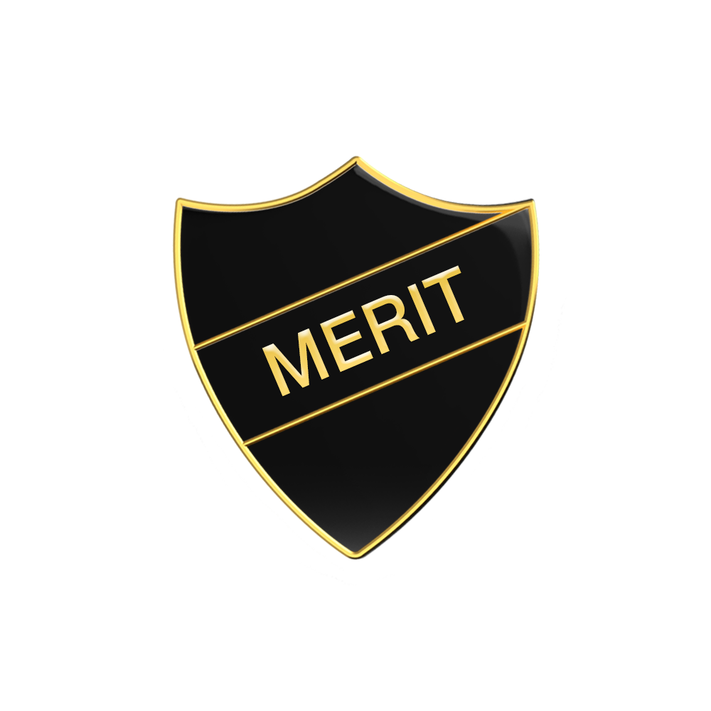 MERIT badge black and gold (pack of 5)