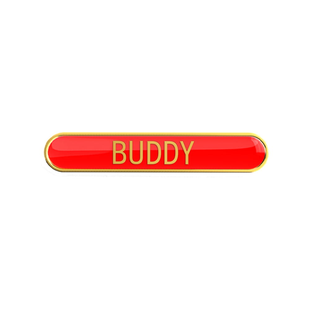 BUDDY badge red (pack of 5)