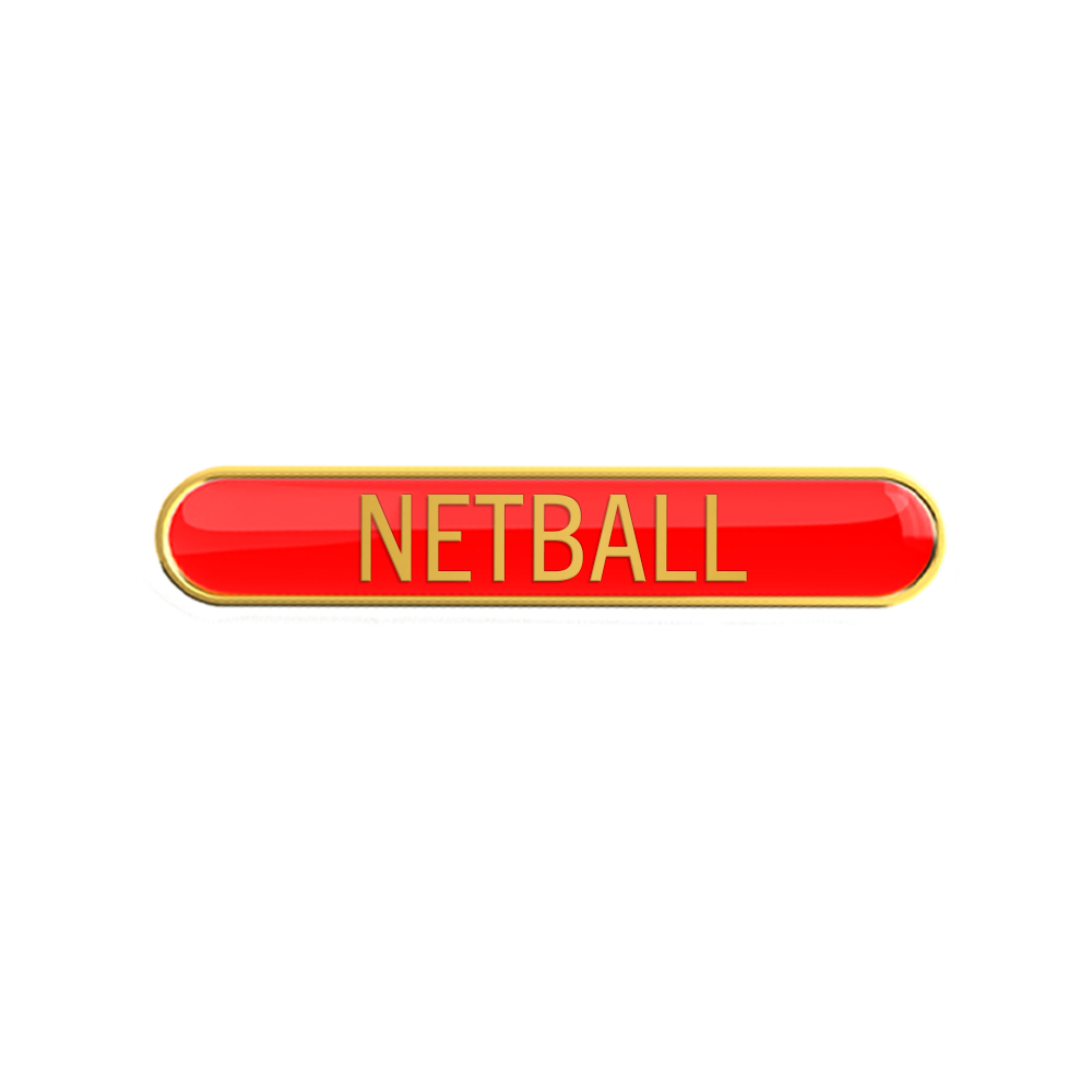 NETBALL badge red (pack of 5)