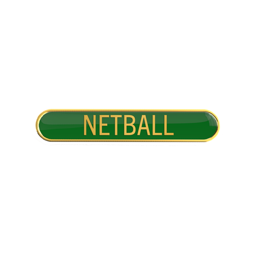 NETBALL badge green (pack of 5)