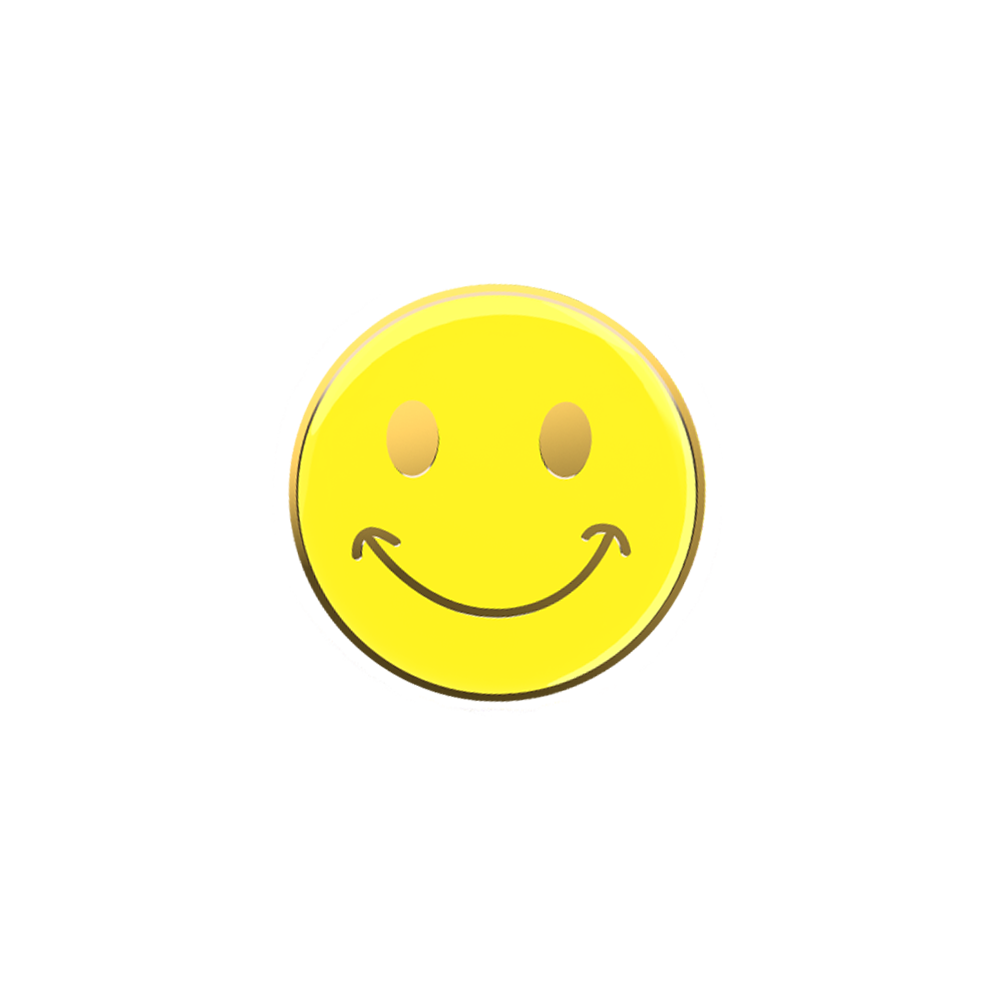 Yellow Smiling face badge (pack of 5)