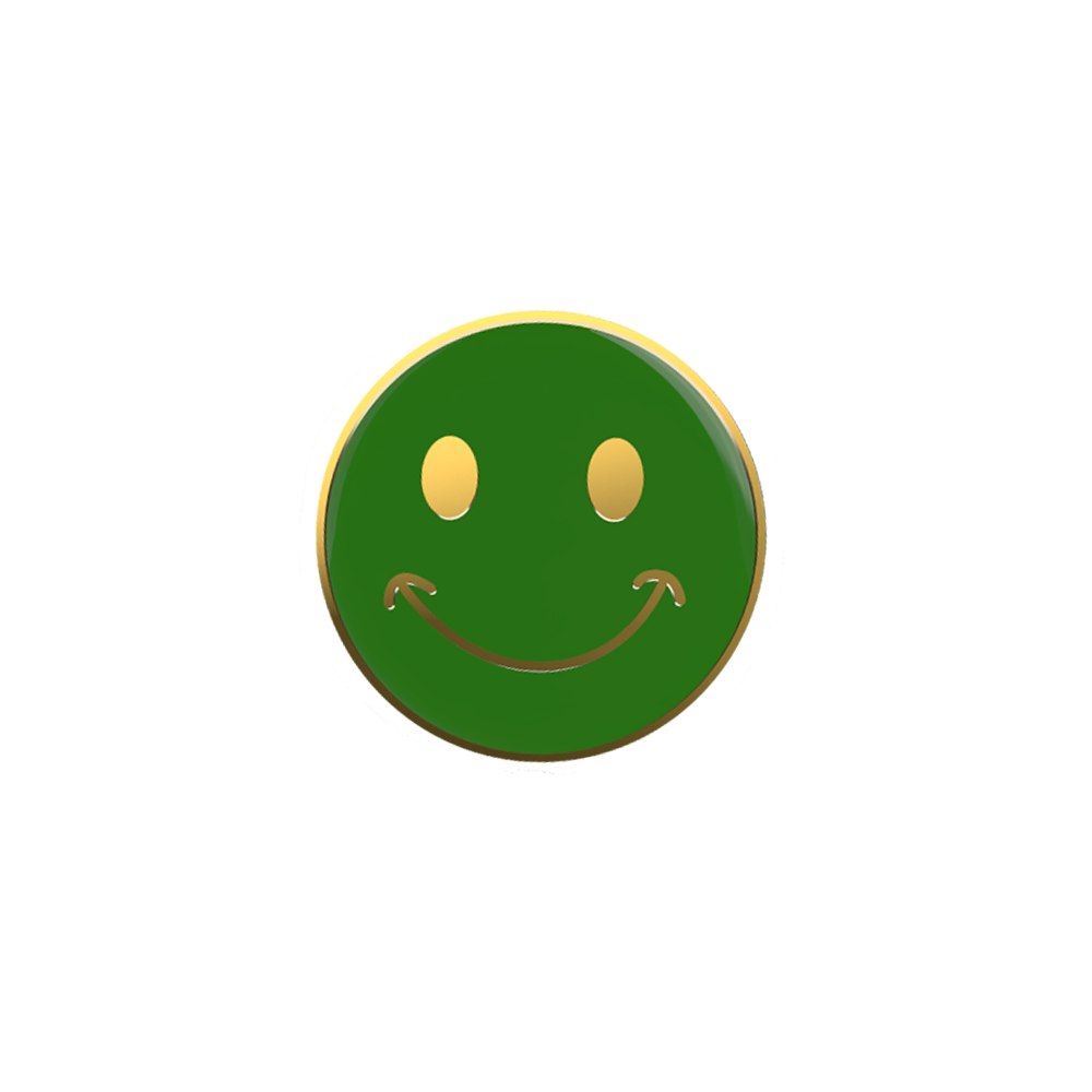 Green Smiling face badge (pack of 5)