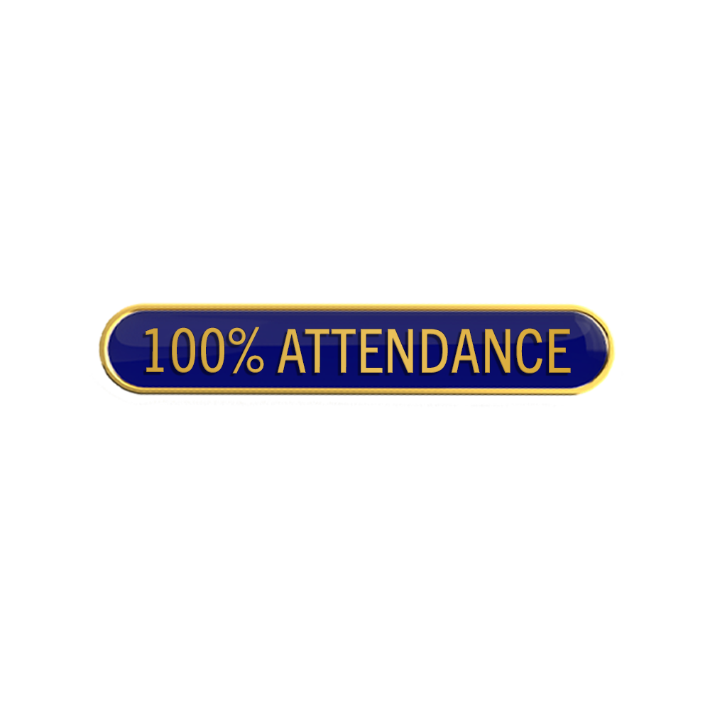 100% ATTENDANCE badge blue (pack of 5)