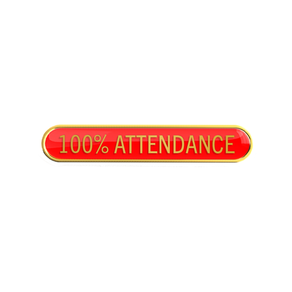 100% ATTENDANCE badge red (pack of 5)