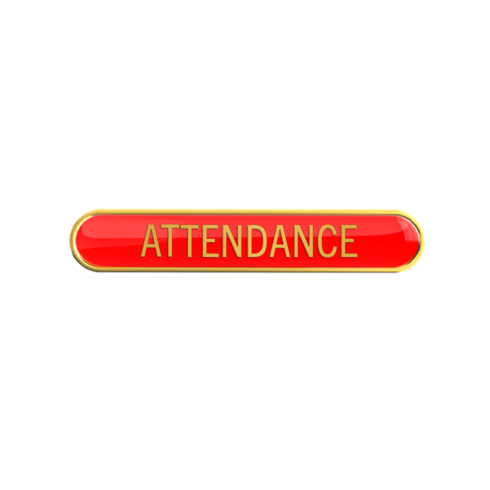 ATTENDANCE badge red (pack of 5)