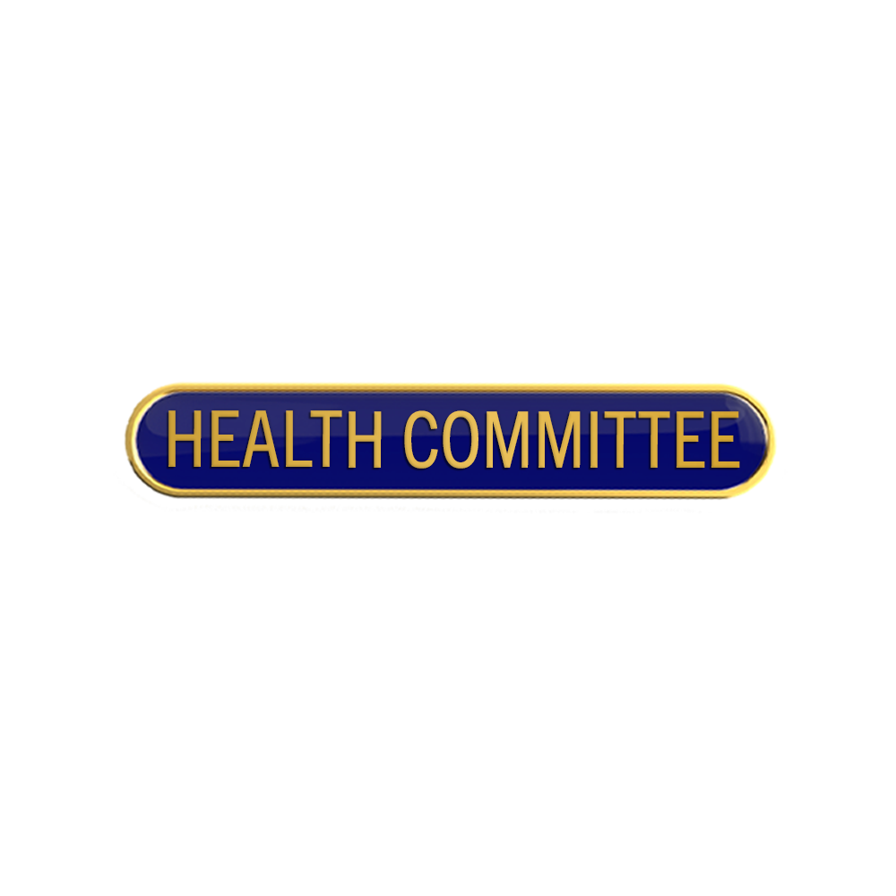 HEALTH COMMITTEE badge blue (pack of 5)