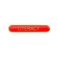 LITERACY badge red (pack of 5)