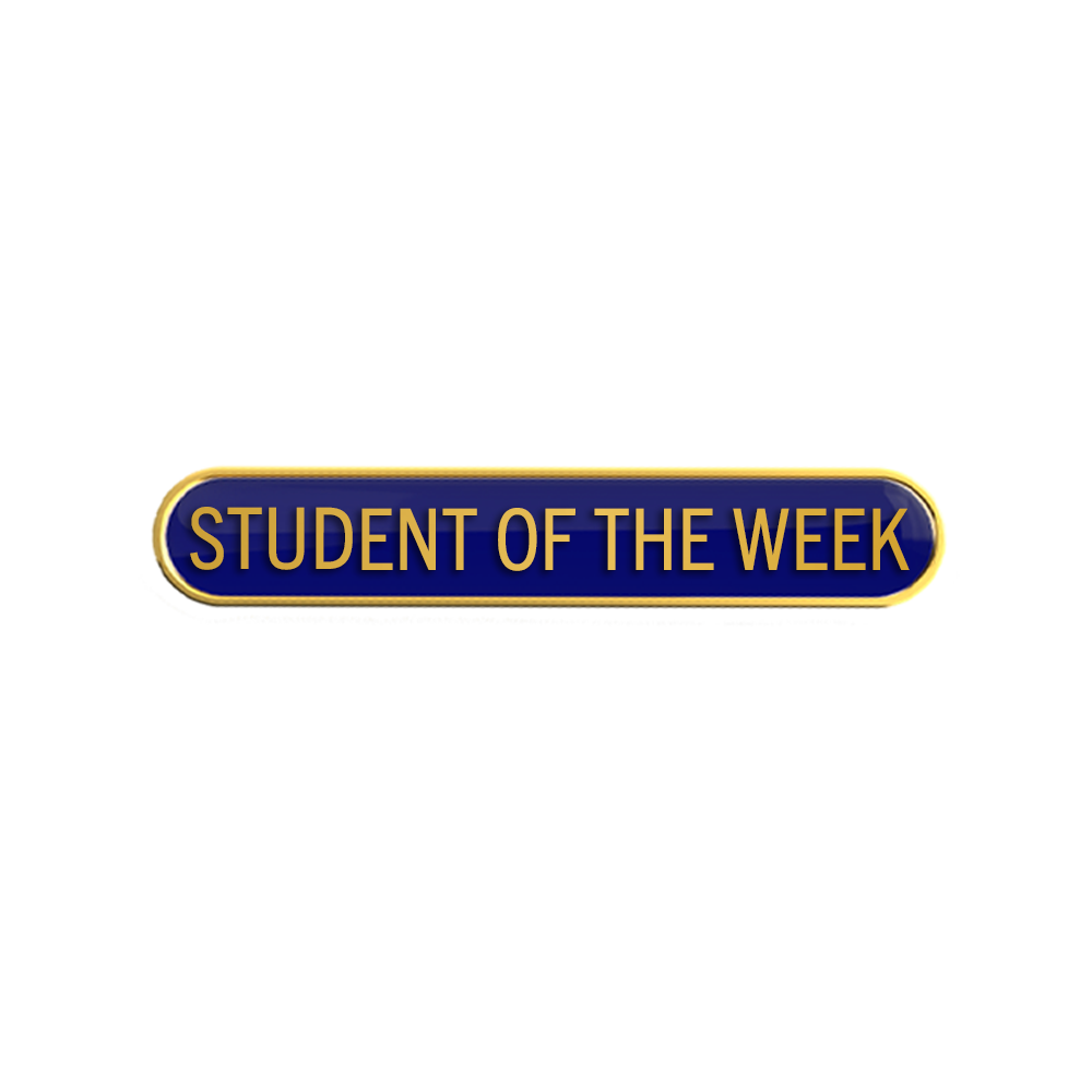 STUDENT OF THE WEEK badge blue (pack of 5)