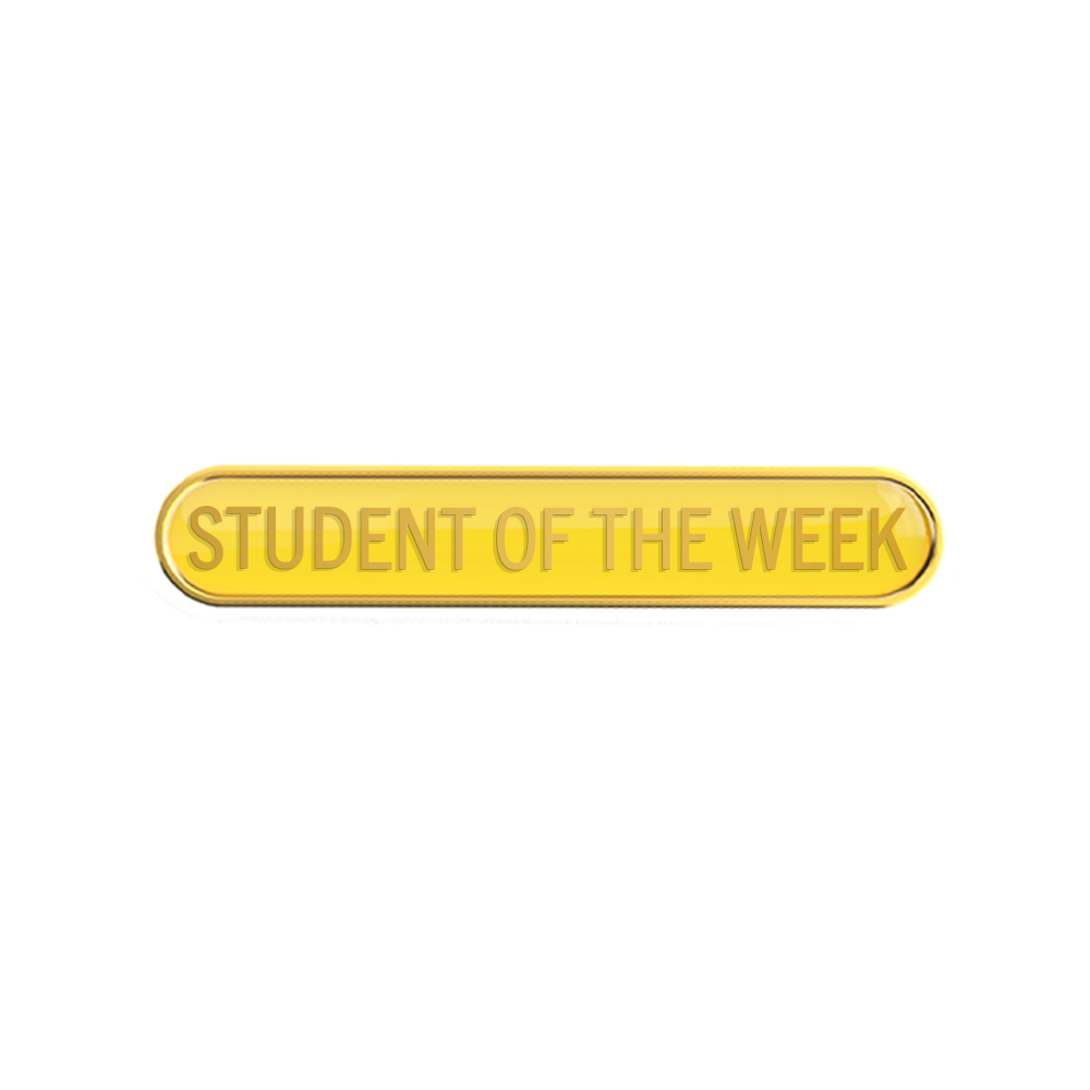 STUDENT OF THE WEEK badge yellow (pack of 5)