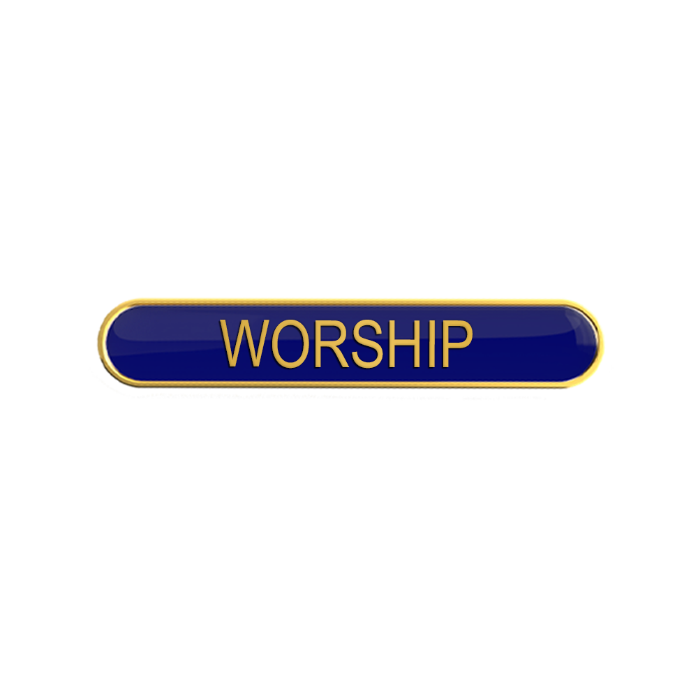 WORSHIP badge blue (pack of 5)