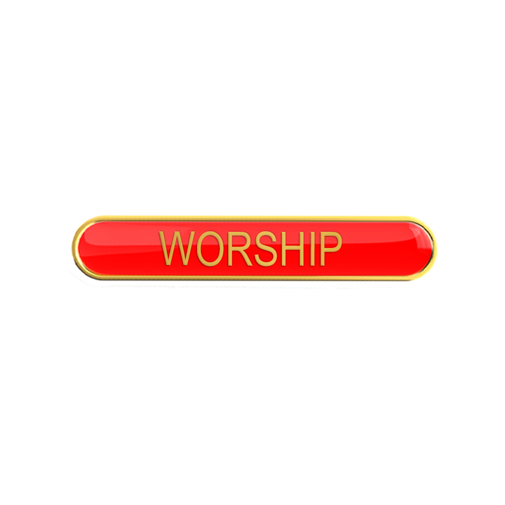WORSHIP badge red (pack of 5)