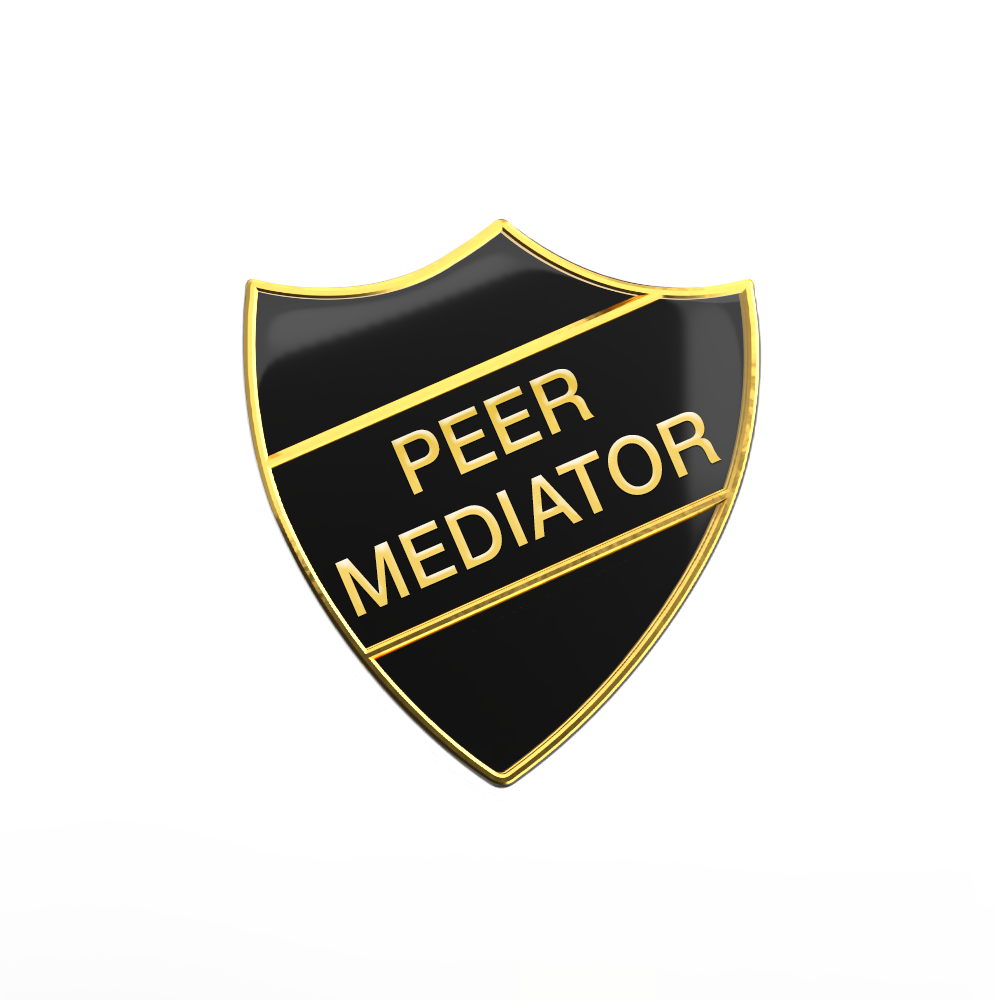 PEER MEDIATOR badge black and gold (pack of 5)