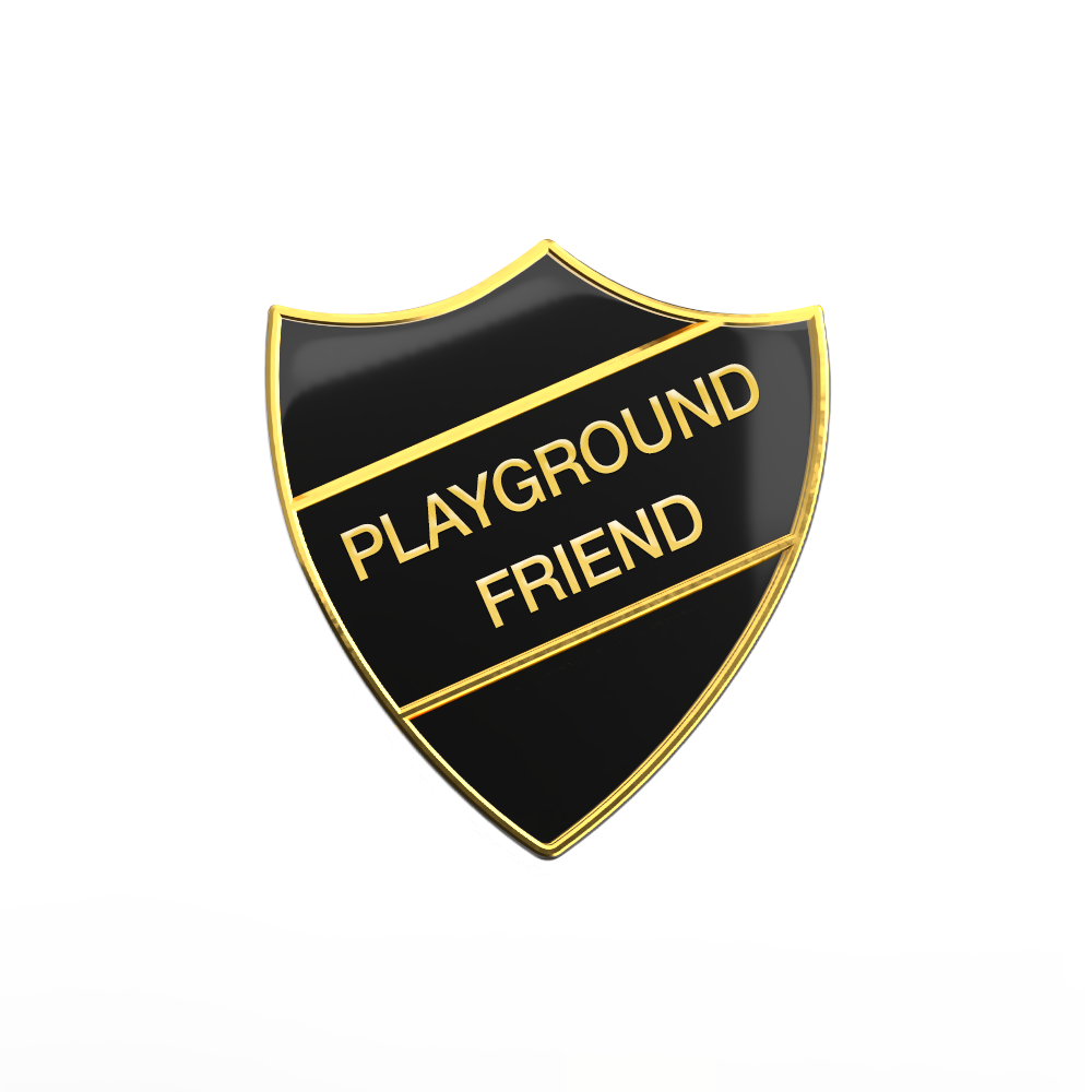PLAYGROUND FRIEND badge black and gold (pack of 5)