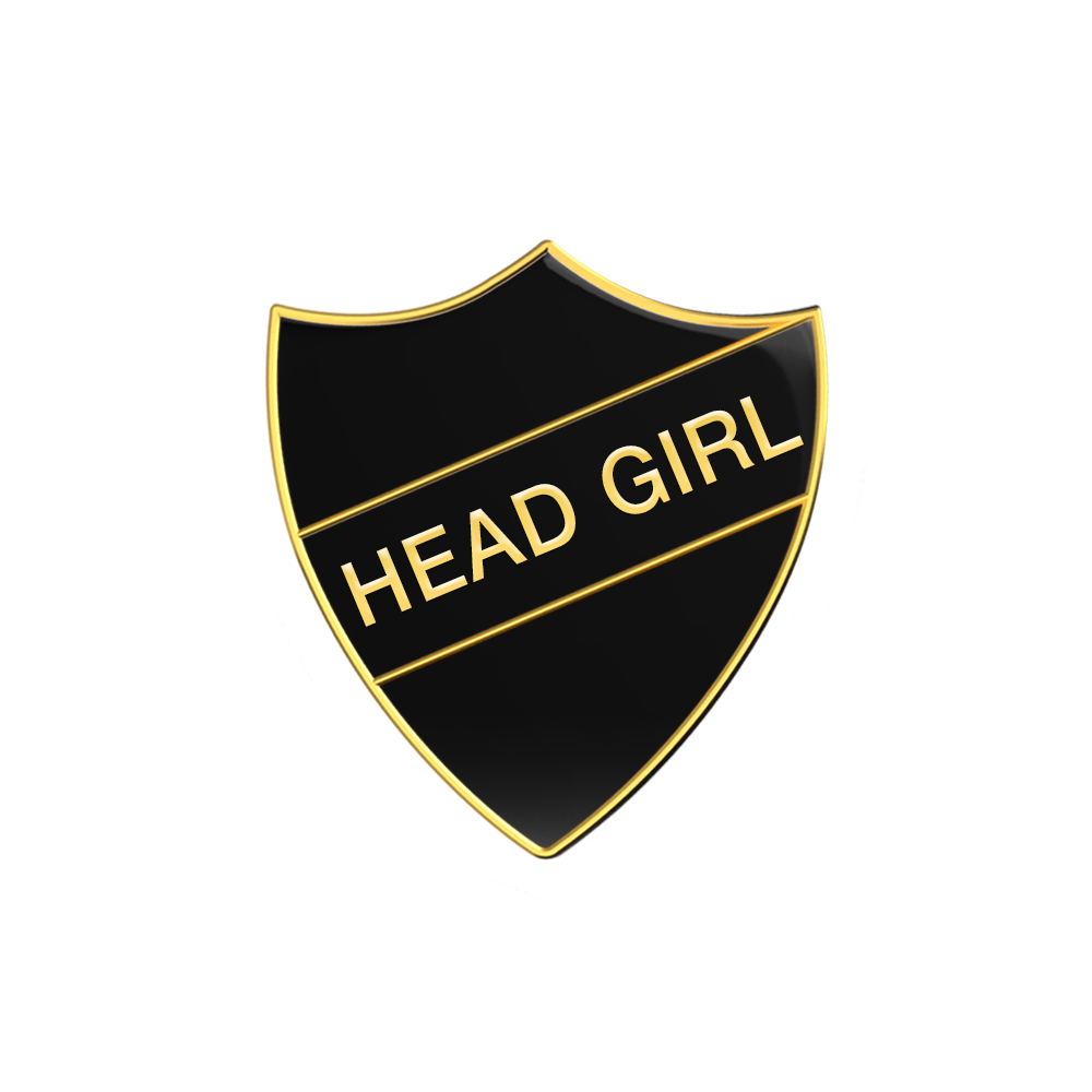 HEAD GIRL black and gold badge (pack of 5)