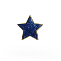 Blue glitter star enamel badge