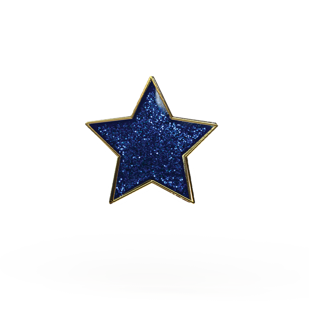 Blue glitter star enamel badge