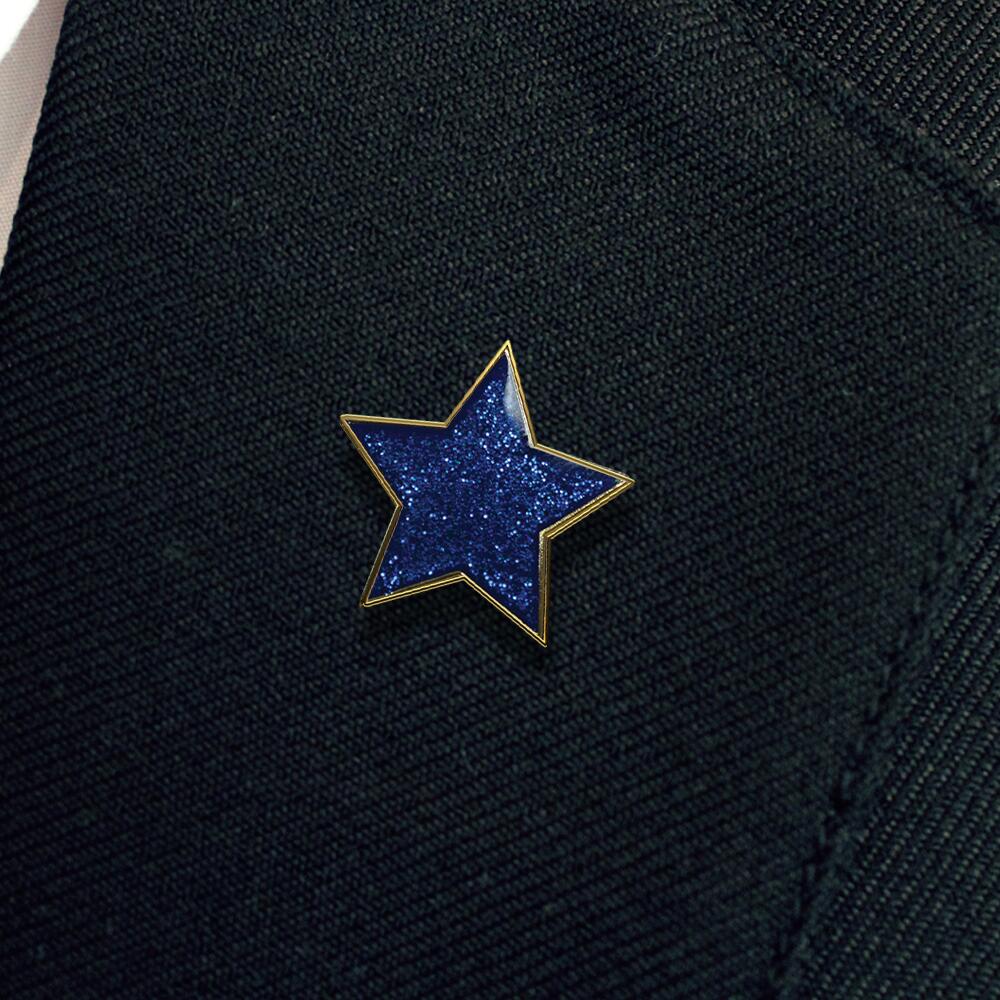 Blue glitter star enamel badge - Image 2