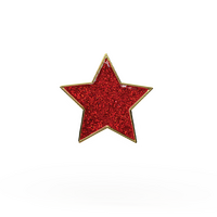 Red glitter star enamel badge