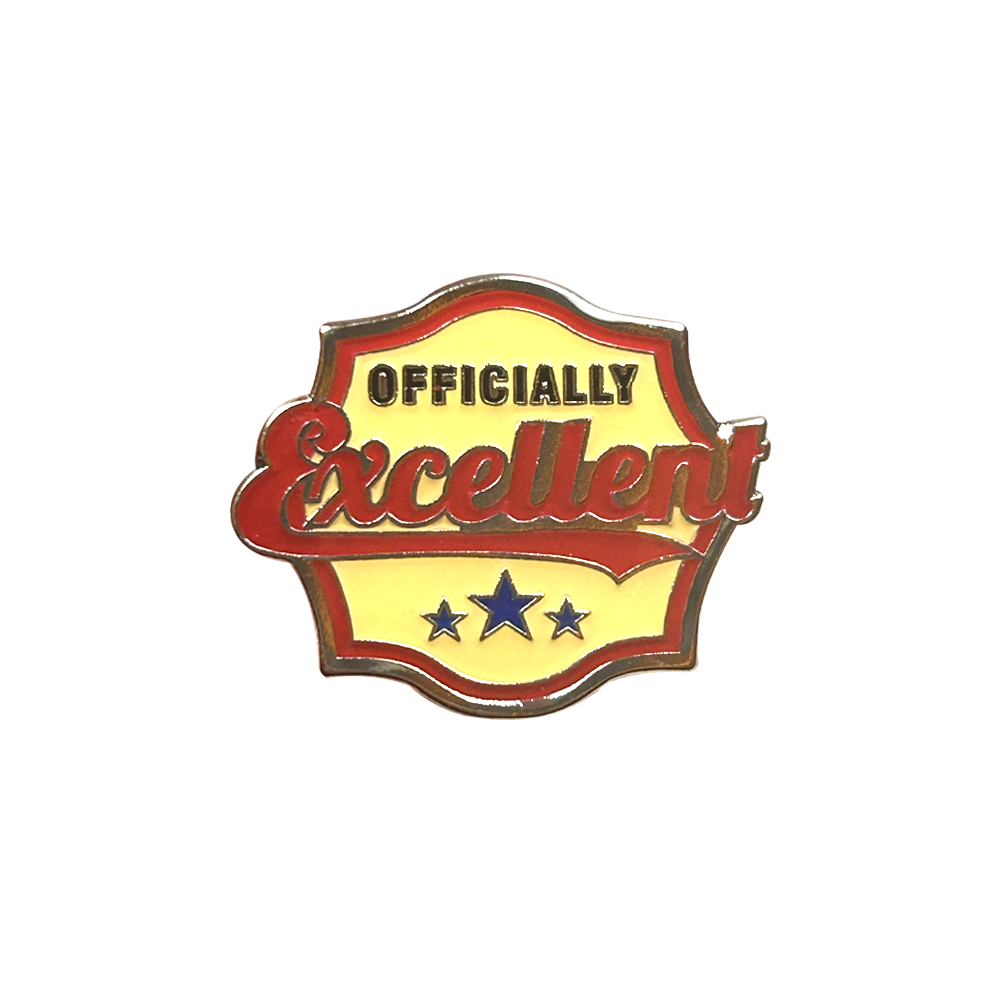 Officially Excellent retro badge (pack of 5)