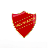 AMBASSADOR red and gold badge (pack of 5)
