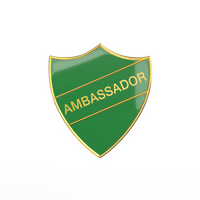 AMBASSADOR Green and gold badge (pack of 5)