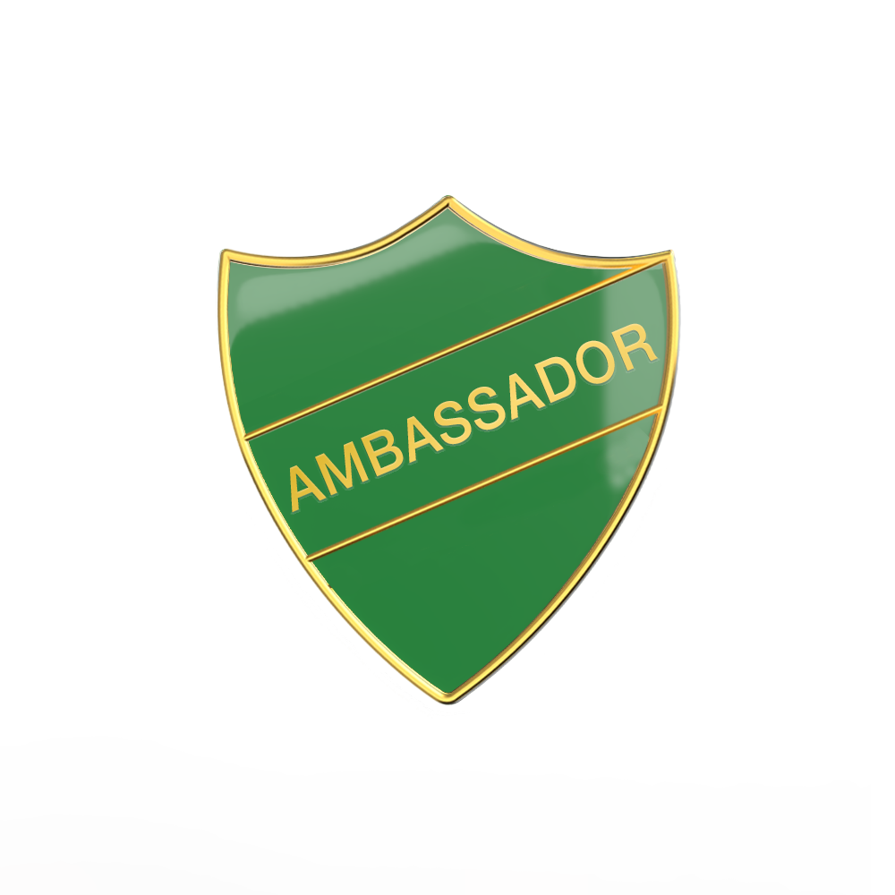 AMBASSADOR Green and gold badge (pack of 5)