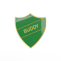 BUDDY Green and gold badge (pack of 5)