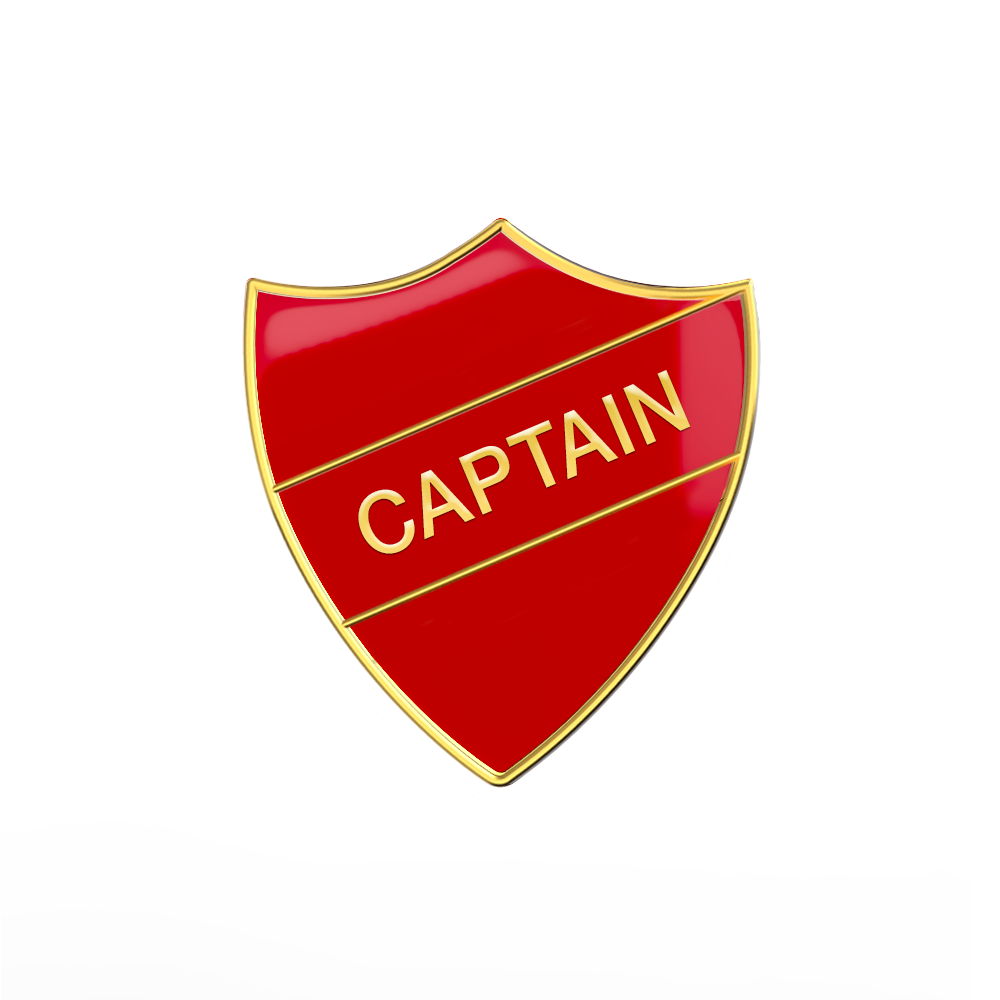 CAPTAIN Red and Gold badge (pack of 5)