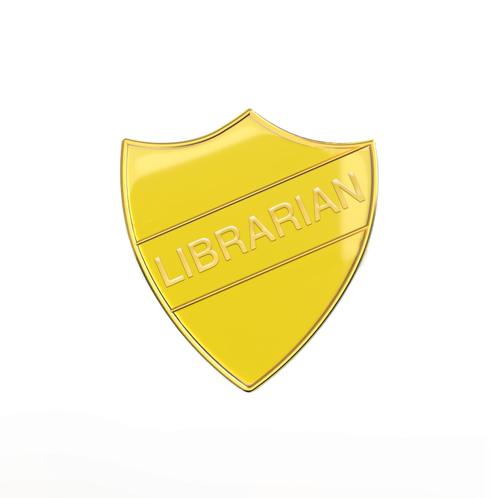 LIBRARIAN badge yellow and gold (pack of 5)
